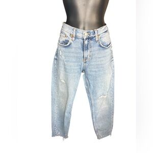Zara women’s slim boyfriend light wash denim blue jeans sz 8 preloved di…